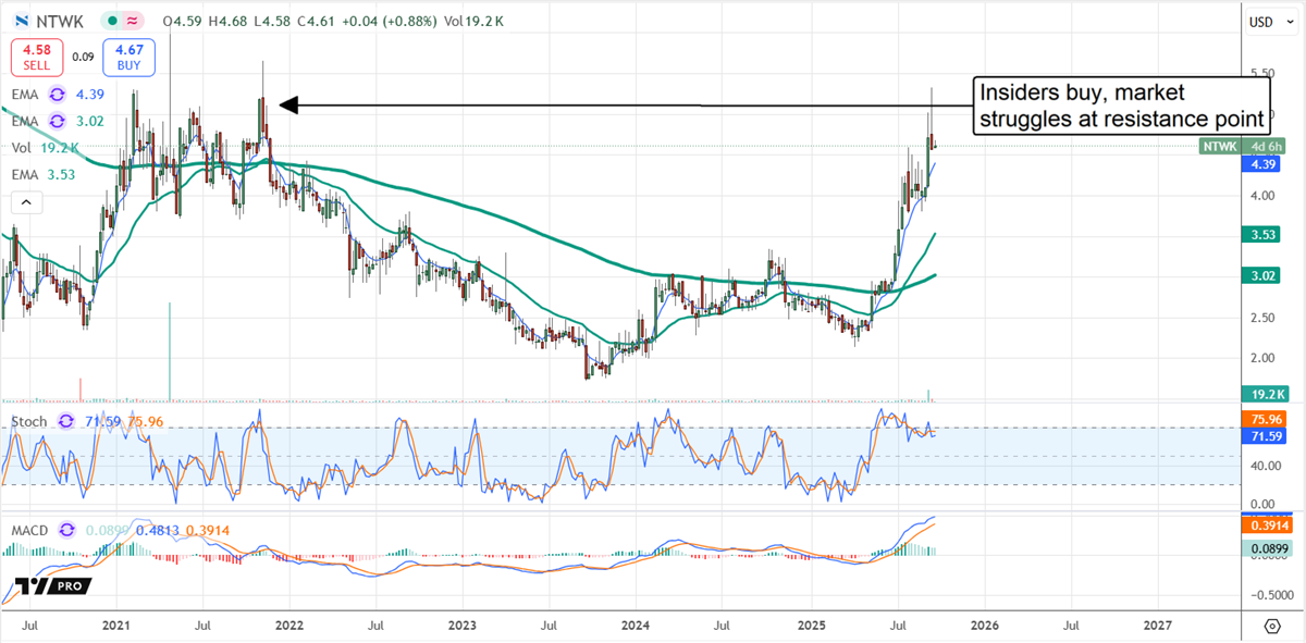 NTWK stock chart 